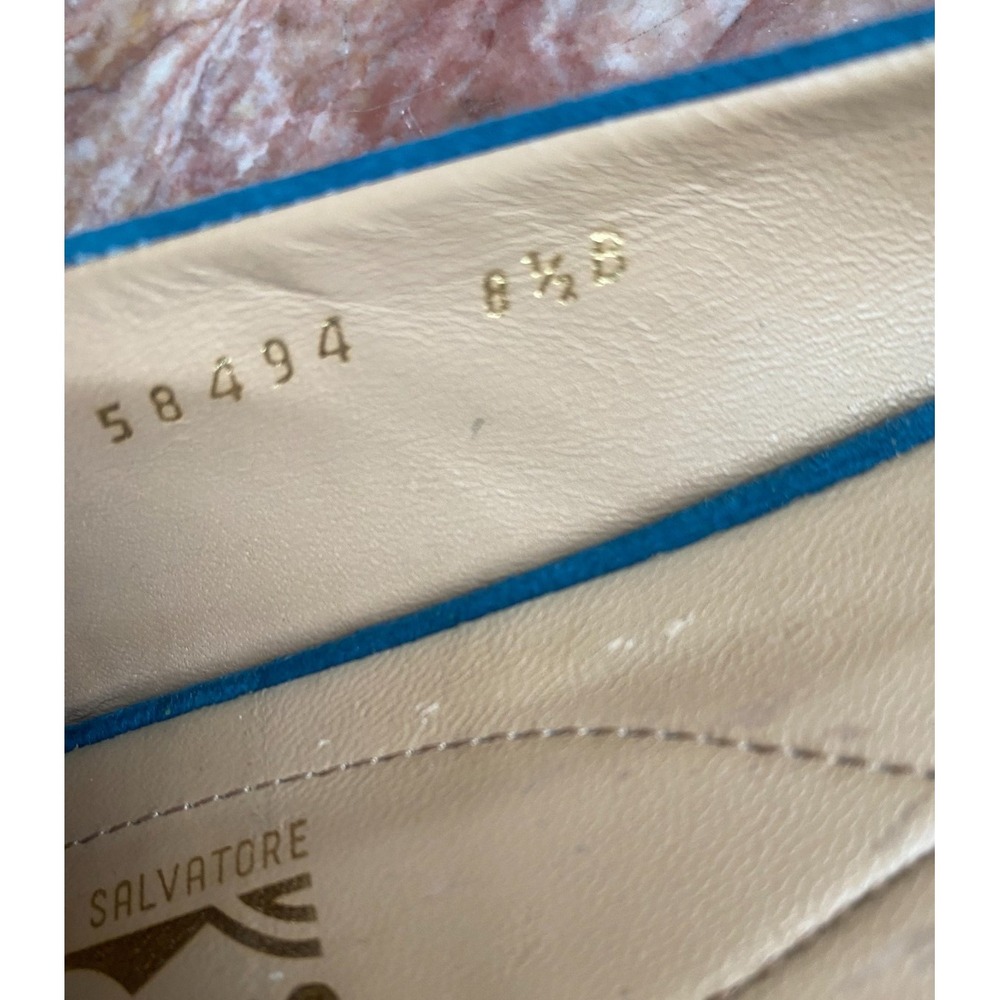 Salvatore Ferragamo Varina Women's Tael Blue Suede Ballet Flat Sz 8.5B EUC, $780 - Picture 2 of 11